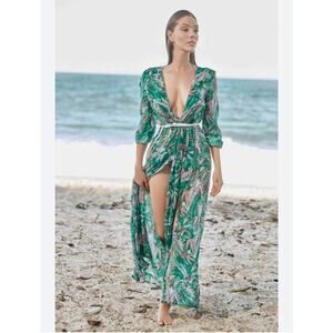 PHAX TROPICAL ROBE BELT LONG SLEEVE COVERUP Large
